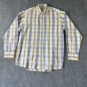 Lacoste Mens‎ Button Down Shirt Size 44 Plaid Checkered Long Sleeve Classic